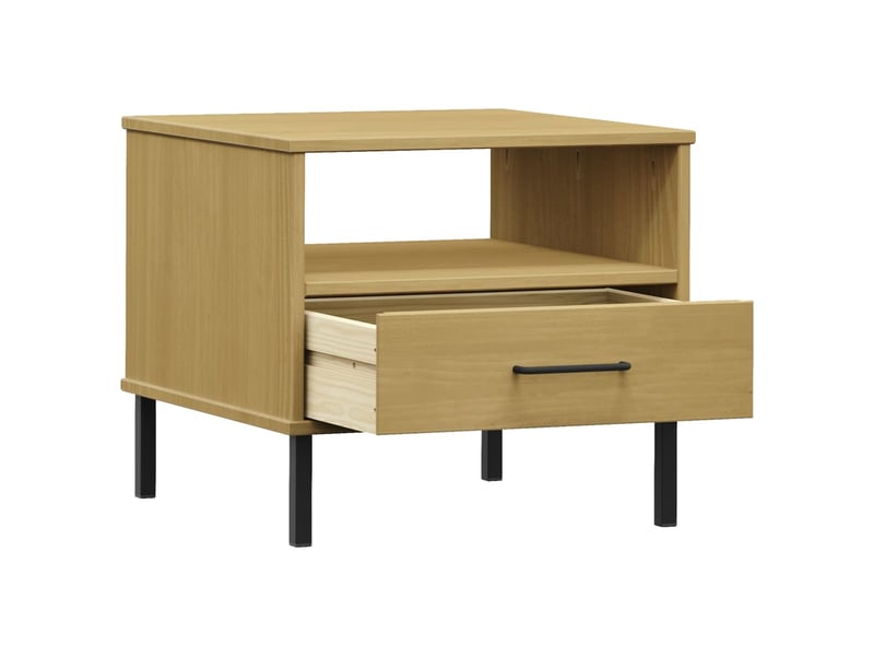  Table de chevet - cabinet de chevet - table de nuit avec pieds en métal marron bois pin massif oslo  - Conforama D