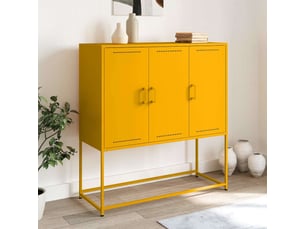 Buffet haut - bahut - meuble de rangement jaune moutarde 100,5x39x107 cm acier