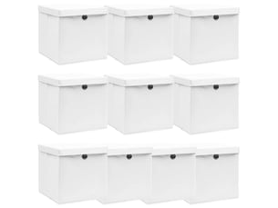 Boîtes de rangement avec couvercle 10pcs blanc 32x32x32cm tissu