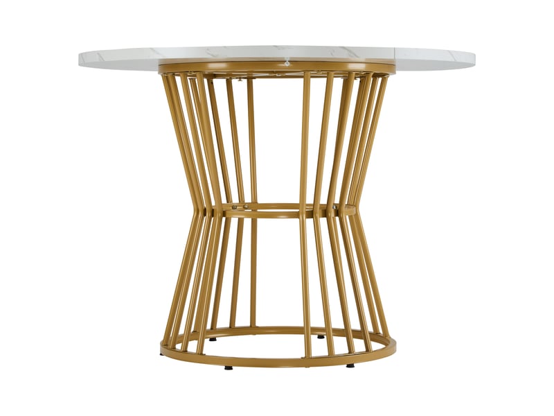  Table de salle à manger ronde pour cuisine en mdf et métal 100×100×75 cm blanc à motif marbre  - Conforama D