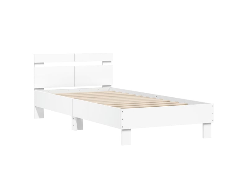  Lit simple- lit adulte -  cadre de lit sans matelas avec tête de lit blanc 100x200 cm  - Conforama B