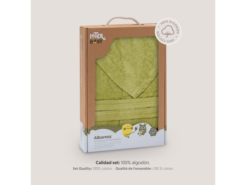  Peignoir de bain enfant interbaby taille 10-12 ans - pistache - coton éponge, boîte cadeau 00516-T10-12-35 - Conforama B