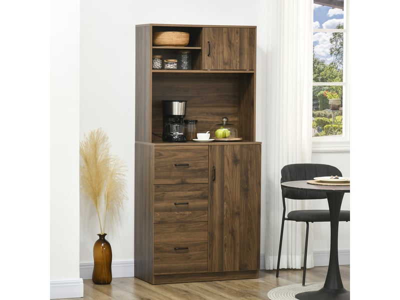  Buffet meuble de rangement cuisine aosenyunzhou avec 3 tiroirs 2 placards et niches ouvertes pour salle à manger T1005-01-00892 - Conforama E