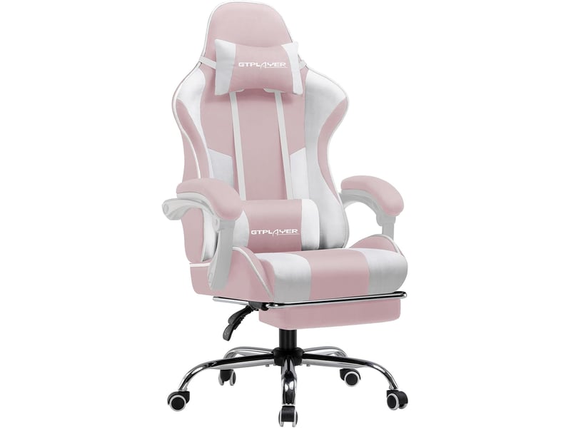 Gtplayer chaise de jeu ergonomique avec repose-pieds, réglable en hauteur - tissu rose GT800A-PK-FA - Conforama A