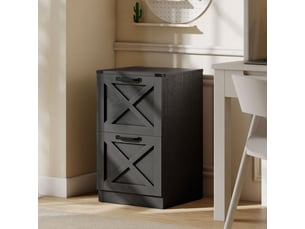 Caisson de bureau avec 2 tiroirs, dossiers suspendus pour formats lettrea4, style rustique, 40x40x71cm, noir