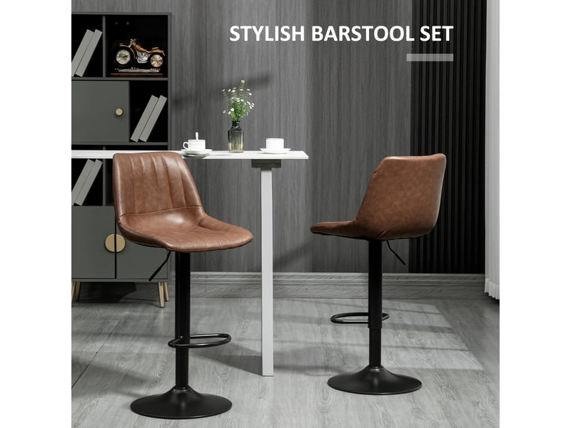  Tabourets de bar lot de 2 réglables - lpospi - rotation 360°, repose-pieds, simili cuir, acier - marron  - Conforama E