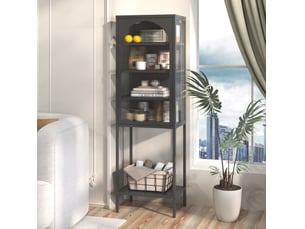 Vitrine coloris noir 3 étagère(s) TCQPZ  - 50 cmx160 cm