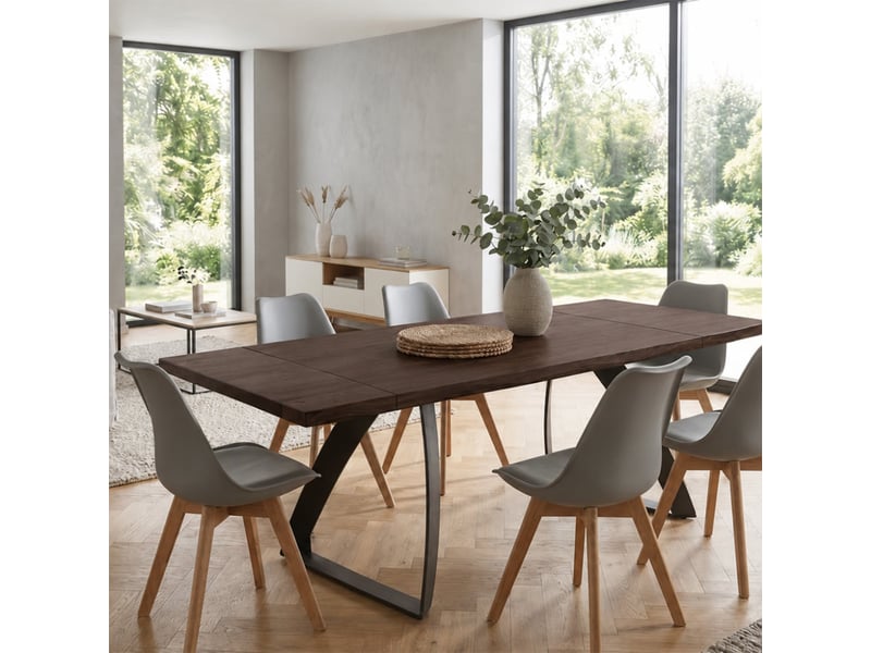  Table à manger extensible en bois et métal 160240x90 timber - marron foncé  - Conforama D