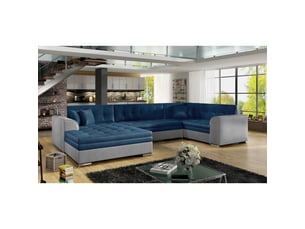 Canapé droit convertible MEUBLER DESIGN  7 places Tissu blanc