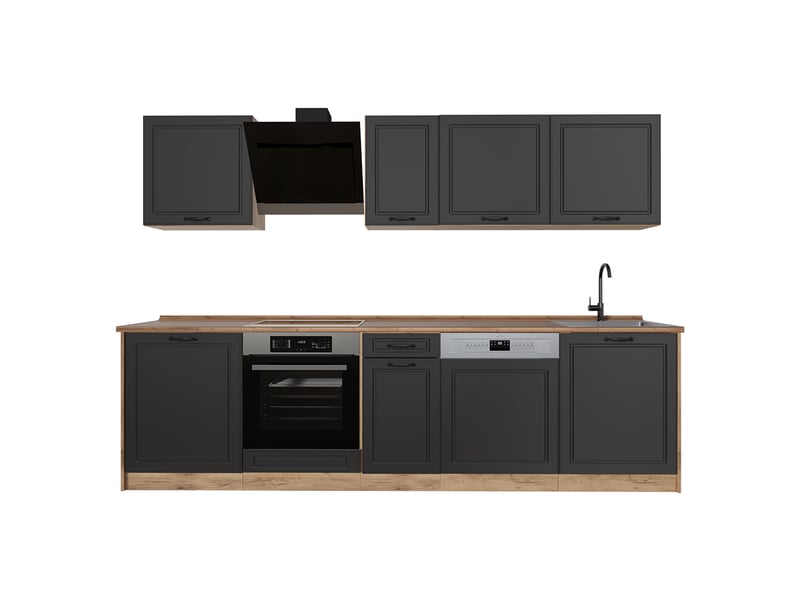 Vicco cuisine, anthracite campagnechêne doré, 280cm plan de travail chêne doré - Conforama A