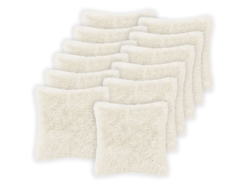  Lot de 6 coussins avec oreiller, coussins décoratifs heerlen blanc fleece pv cf50787  - Conforama A