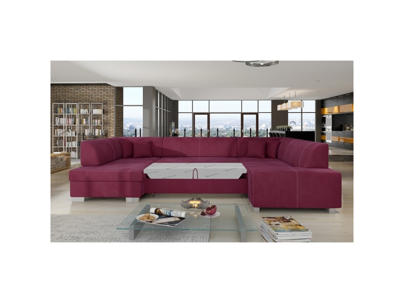  Canapé panoramique en u rose foncé convertible 6 places havane convertible 6 places  - Conforama C