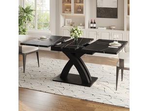 Table à manger extensible,120x80x76 cm,jusqu'à 6 personnes,mdf,noir et blanc