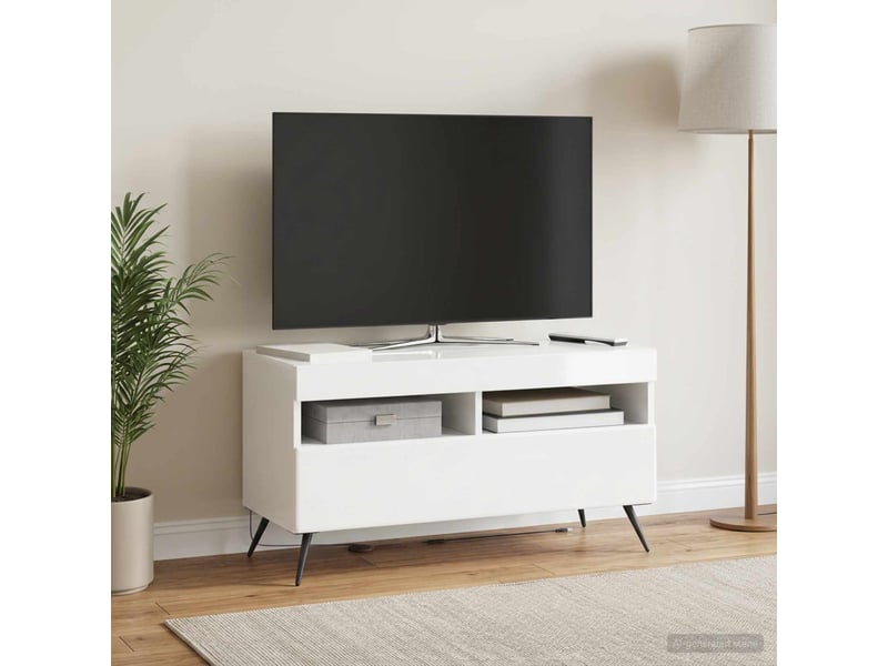  Meuble tv - banc tv - meuble de rangement led breda blanc brillant bois d'ingénierie  - Conforama B