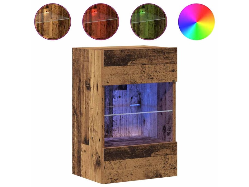 Meubles muraux avec lumières led pour tv 2 pcs vieux bois 40x30x60,5cm - Conforama E
