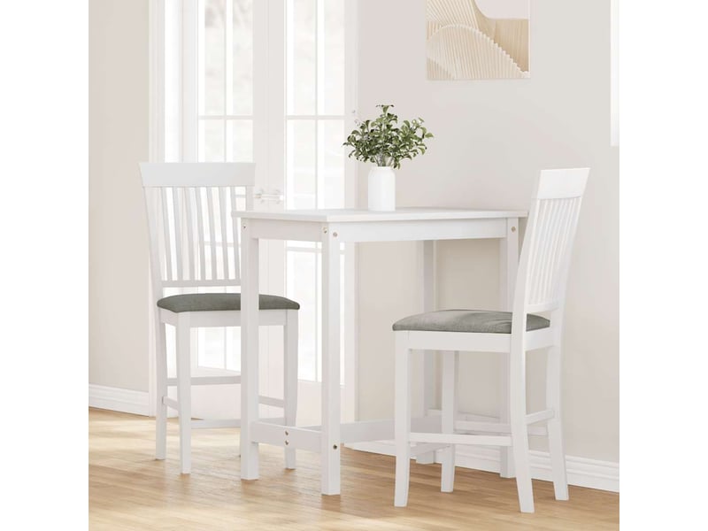  Lot de 2 tabouret de bar avec coussins en bois massif blanc et caoutchouc shl68451  - Conforama C