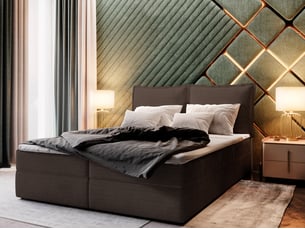 Lit avec rangement 140x200 cm <strong>MASSENO</strong> <strong></strong> coloris marron