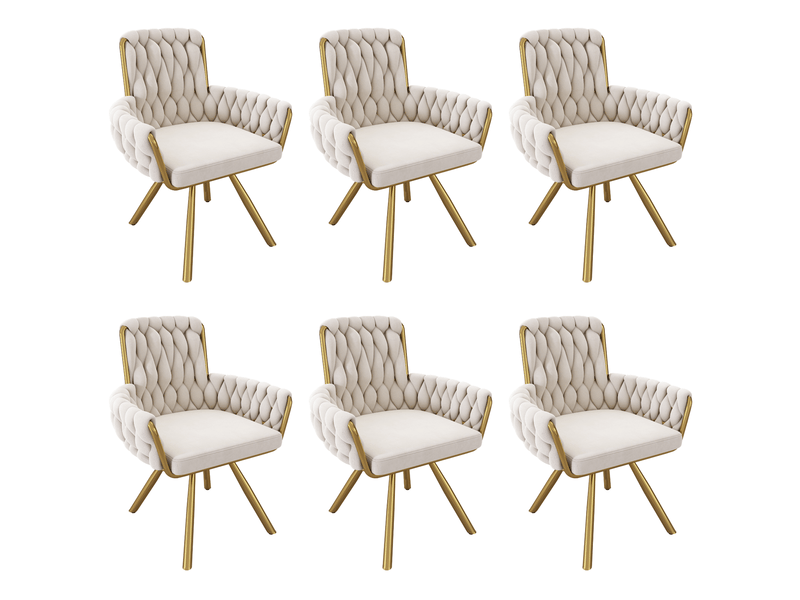 Hmm, let's analyze this carefully. The original french title is: table à manger, velours luxueux ensemble table et chaises salle à manger, chaises pivotantes confortables, structure métal robuste, design moderne élégant (154 cha… - Conforama E