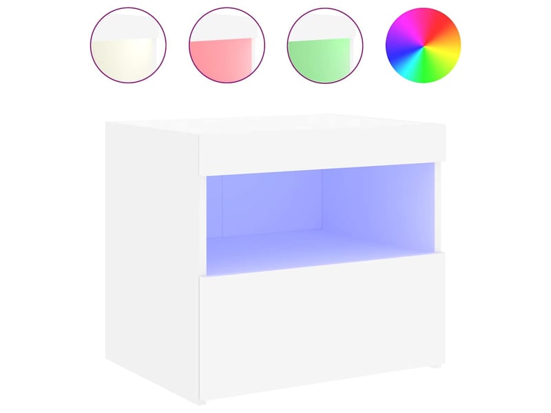  Lot de 2 tables de chevet - cabinet de chevet - table de nuit avec lumières led blanc 50x40x45 cm  - Conforama E
