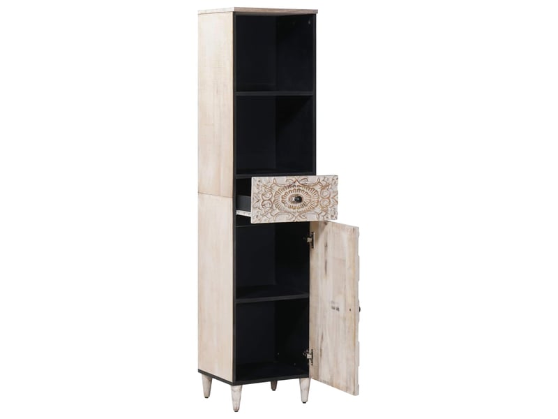  Armoire de salle de bain, cabinet de salle de bain avec tiroir blanc 38 x 33,5 x 160 cm cf65036  - Conforama A