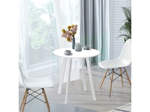 Table à manger ronde,72x72x75 cm,2 personnes,mdf,blanc brillant