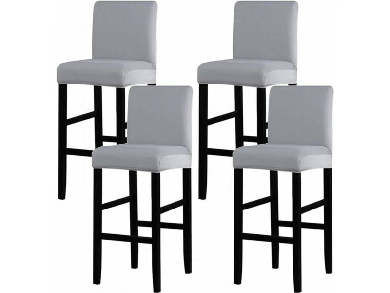  Lot de 4 housse de chaise - 4 pièces housse de chaise de tabouret de bar couverture de chaise de pub amovible et extensible gris, 48 x 40 cm XLH-ZLS-011914ZLS - Conforama A