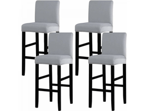 Lot de 4 housse de chaise - 4 pièces housse de chaise de tabouret de bar couverture de chaise de pub amovible et extensible gris, 48 x 40 cm