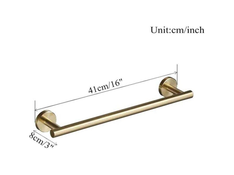  Enowelir barre porte-serviettes pour salle de bain à fixation murale en acier inoxydable sus 304 doré brossé 40 cm  - Conforama D