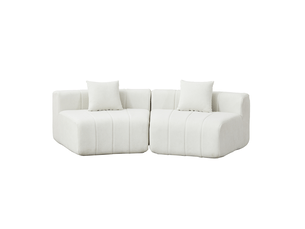 Canapé modulaire incurvé en chenille avec 2 coussins, module de canapé demi-rond symétrique pour salon, chambre ou bureau - beige