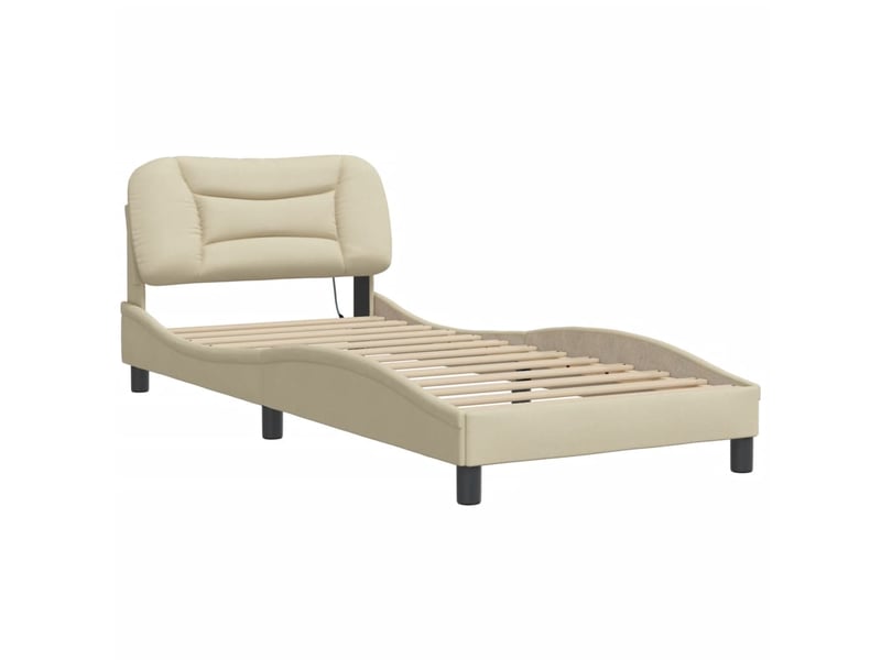  Lit simple- lit adulte -  cadre de lit avec led sans matelas hvar crème 80x200 cm tissu  - Conforama B
