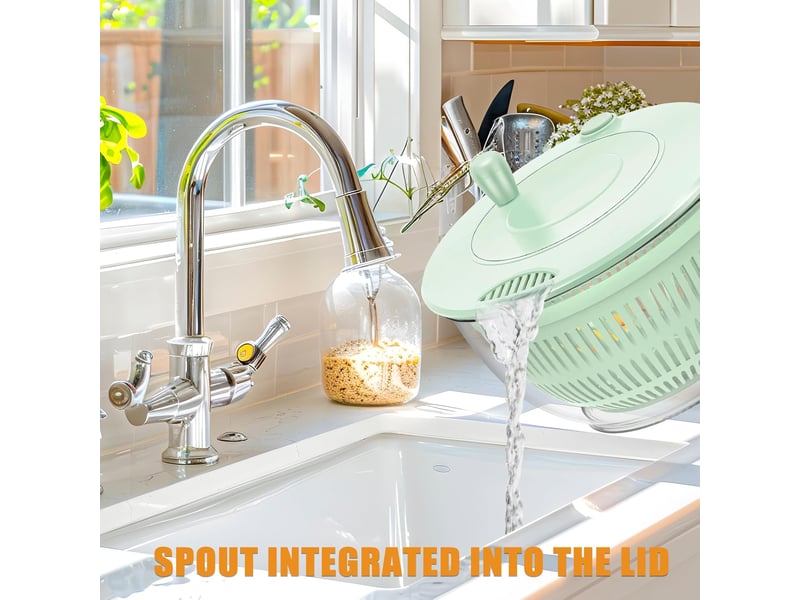 Essoreuse à salade, salad spinner, panier a salade en plastique, verttransparent, conception d'agitation économique, pour le nettoyage LG0000047 - Conforama E