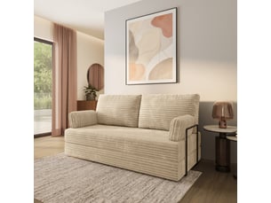 Canapé droit compressé convertible MASSENO SILAR TILIA 03 + STELAZ 3 places Velours côtelé TILIA 03