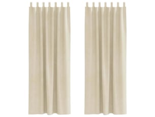Lot de 2 rideaux, rideaux de fenêtre crème 140 x 225 cm velours cf44022