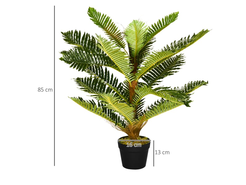  Palmier artificiel vert avec 18 feuilles et pot inclus, pour l'intérieur, hauteur 85 cm.  - Conforama E