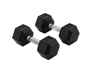 Haltères hexagonales, lot de 2 haltères avec poignées moletées, en fonte, 2 x 10 kg, pour hommes et femmes, usage domestique, salle de sport, musculation
