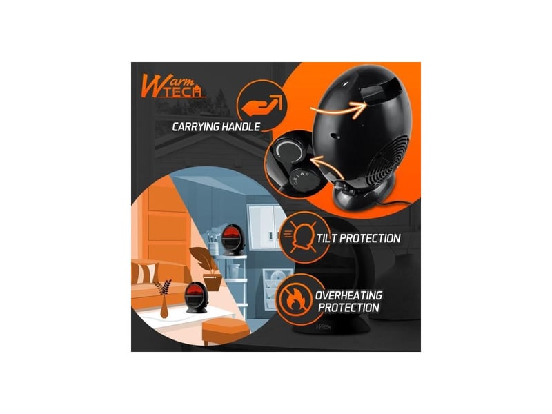  Chauffage soufflant decoratif 2000w oscillant noir thermostat reglable effet flamme led protection basculement WAR1753788433264 - Conforama C