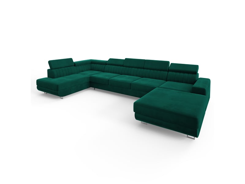 Canapé d'angle gaian, velours vert bouteille - Conforama A