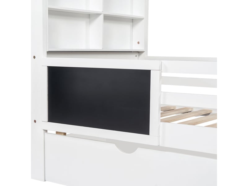  Lit combine enfant 90x200, châssis sécurisé avec rangements pratiques et design ludique lit enfant  - Conforama D