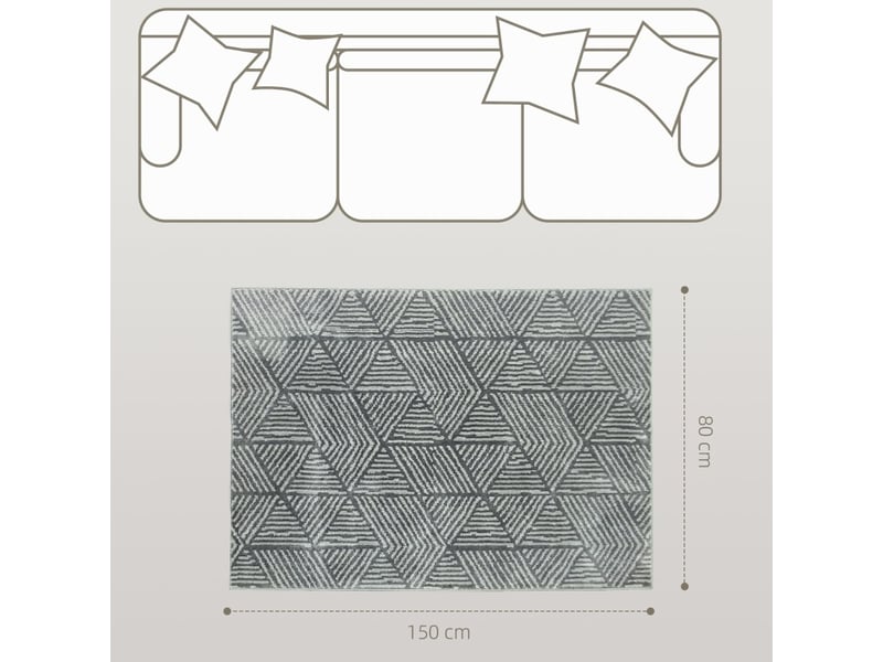  Tapis de salon 150x80 cm lavable — gris foncé  - Conforama D