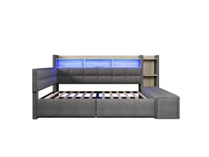 Lit banquette 140x190 cm <strong>ZOVIRA</strong> <strong></strong> coloris gris