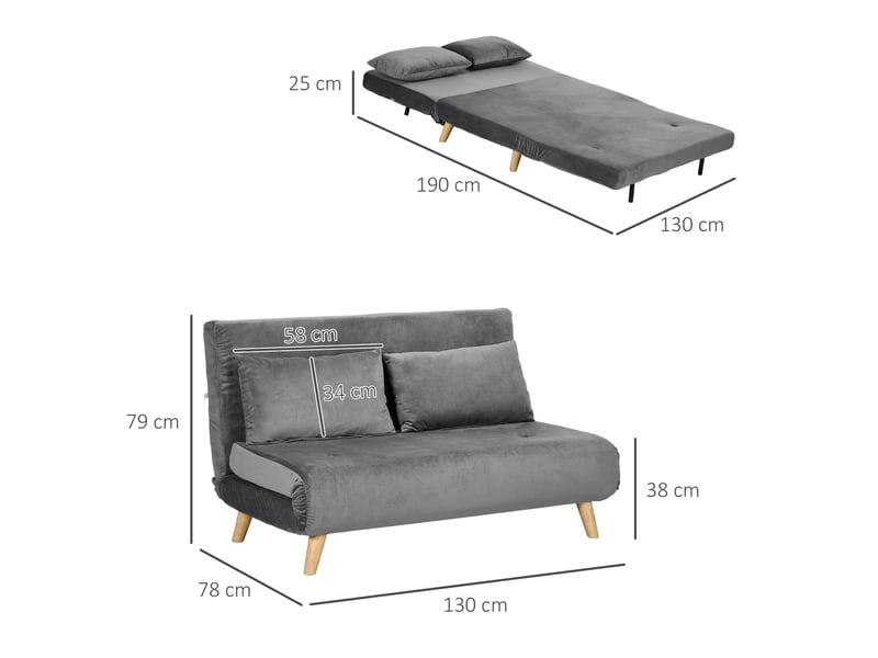  Fauteuil convertible 1 place avec dossier réglable 6 positions  - couchage d’appoint, polyester aspect velours gris  - Conforama D