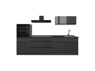 Vicco cuisine, anthracite haute brillanceanthracite, 280cm plan de travail anthracite