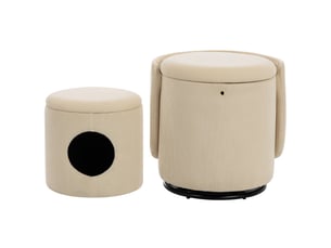 Fauteuil fixe pivotant <strong>OKMYHOME</strong> <strong></strong> Velours côtelé beige vendu A l'unité