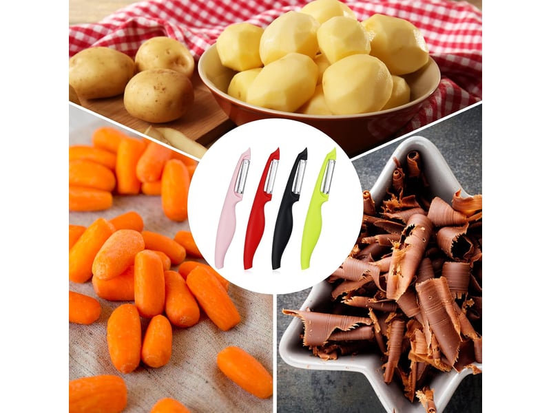  Lot de 4 éplucheurs pivotants pour fruits et légumes - lame en acier inoxydable avec poignée antidérapante - outil de cuisine  - Conforama E