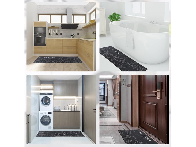  2 pièces tapis de cuisine antidérapant, tapis de cuisine lavable, pour couloir, salle à manger, entrée et tapis de porte, 40x60 + 40x160 cm  - Conforama E