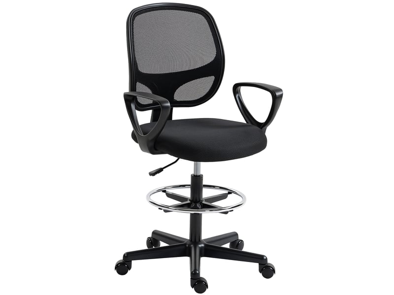  Fauteuil de bureau ergonomique, chaise bureau, maille (100 % polyester), 59x58x123cm, noir  - Conforama B