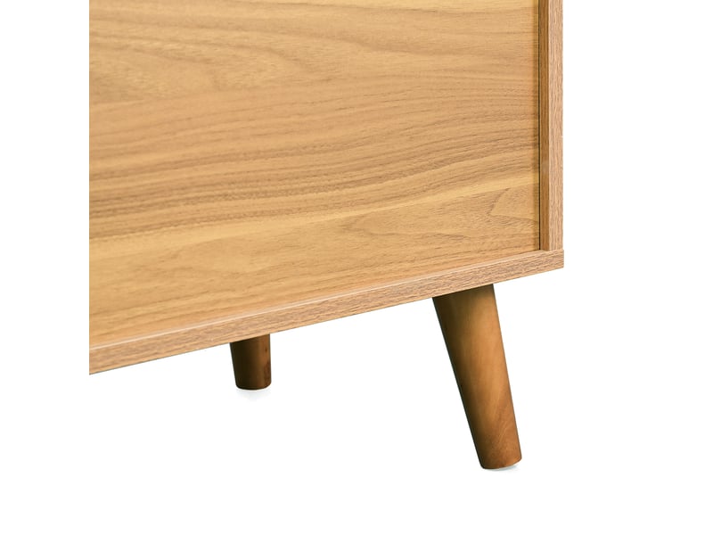 Buffet 6 tiroirs 120x40x76,5 cm meuble de rangement en panneau de particules couleur noyer avec poignées métalliques - Conforama W