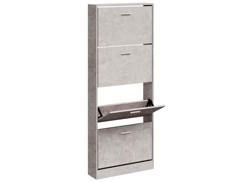  Meuble à chaussure, armoire à chaussures gris béton 59x17x150 cm bois d'ingénierie  - Conforama C