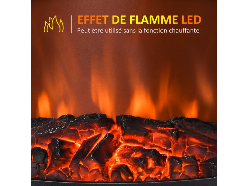 Cheminée électrique poêle style néo-rétro 900-1800 w simulation flammes led luminosité réglable acier abs blanc  - Conforama E