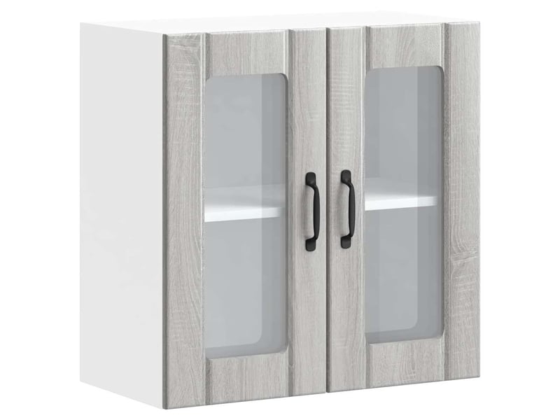 Meuble de rangement, armoire murale de cuisine et porte en verre lucca sonoma gris - Conforama A
